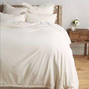 Anthropologie Relaxed Linen-Cotton Duvet Cover in Cream Full Size